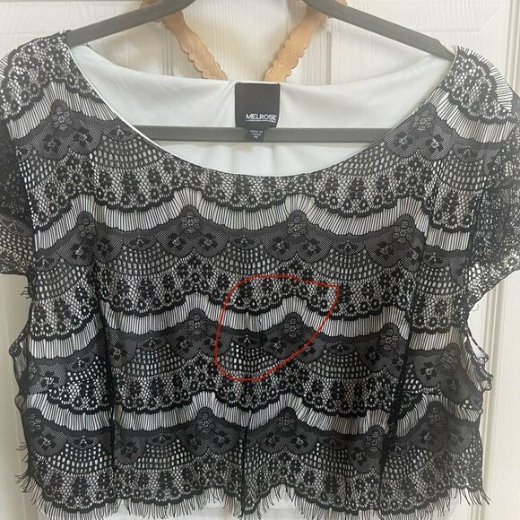 Melrose Elegant Black and White Lace Dress, Fitted Lace dress, Cocktail Dress - Picture 2 of 7